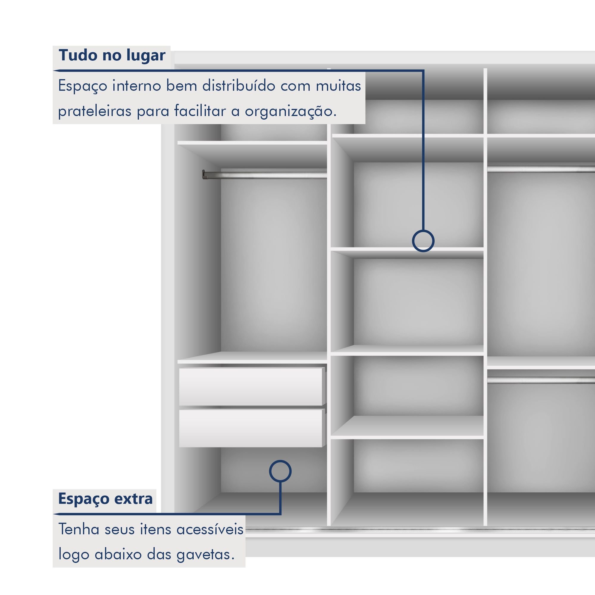 Guarda Roupa Casal Premium Liv 279,3cm 4 Portas 4 Gavetas Espresso Móveis - 4