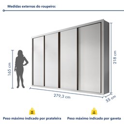 Guarda Roupa Casal Premium Liv 279,3cm 4 Portas 4 Gavetas Espresso Móveis - 7