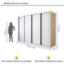 Ver imagem 3 de Guarda Roupa Casal Premium Liv 4 Portas de Correr e 4 Gavetas 279,3cm Yescasa Branco