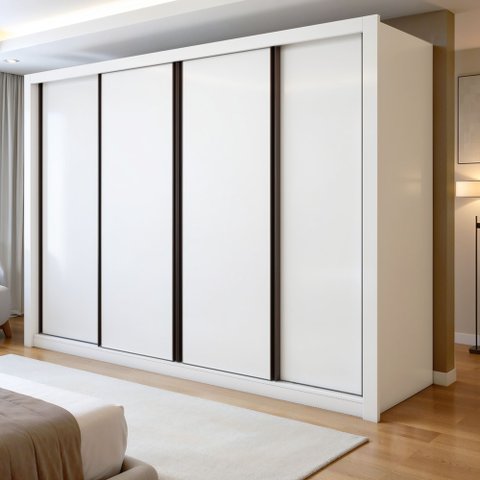 Guarda Roupa Casal Premium Liv 4 Portas de Correr e 4 Gavetas 279,3cm Yescasa Branco
