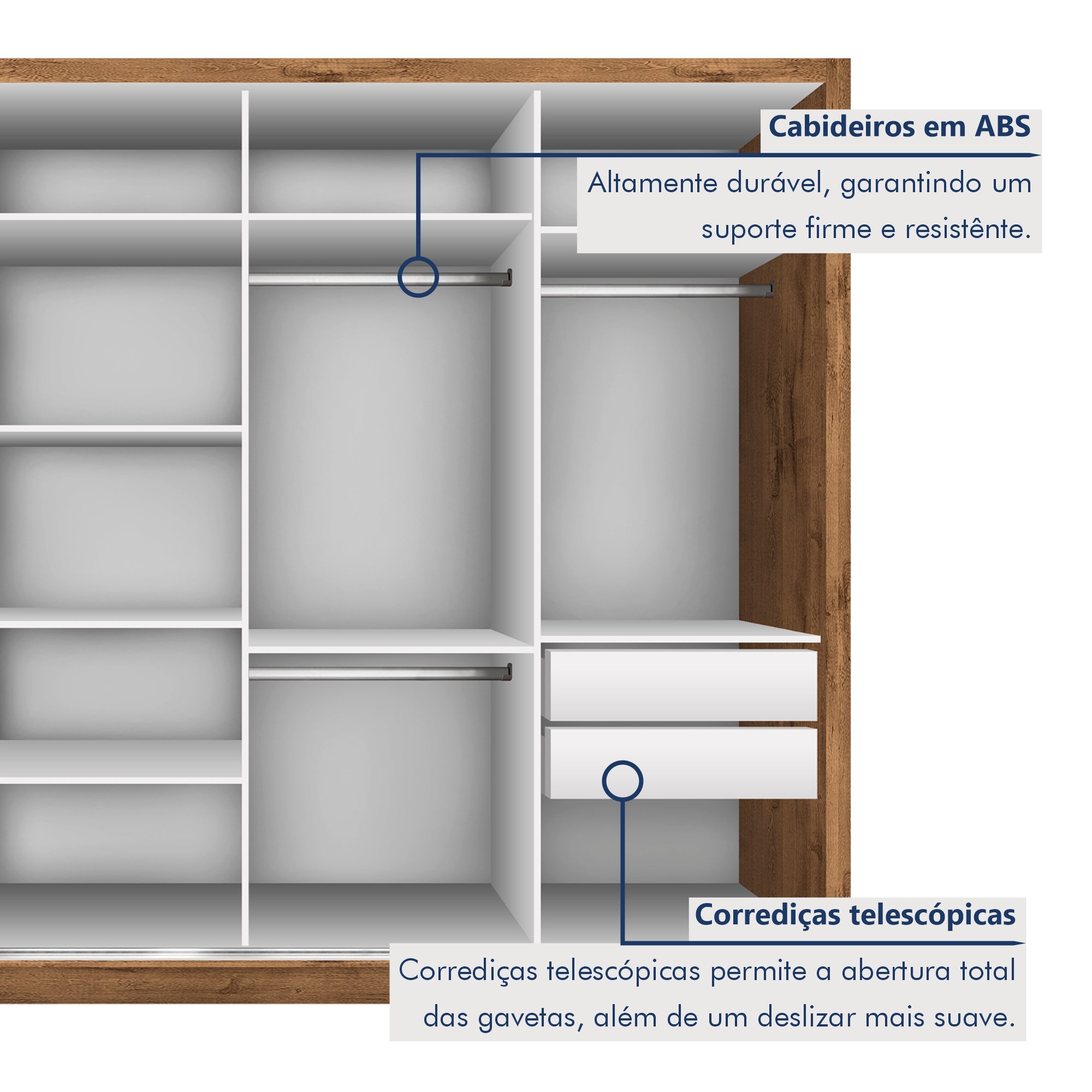 Guarda Roupa Casal Premium Liv 279,3cm 4 Portas 4 Gavetas Espresso Móveis - 3