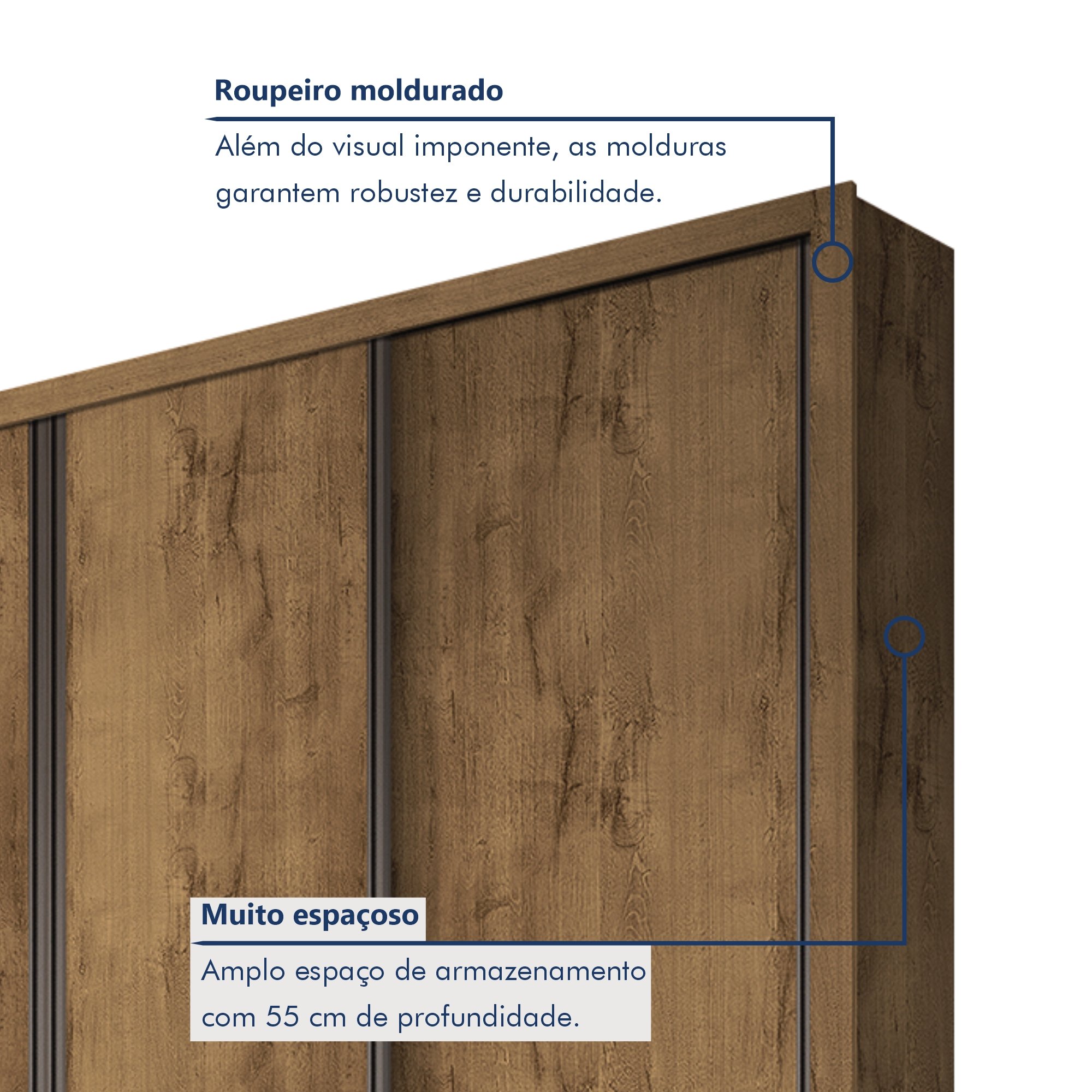 Guarda Roupa Casal Premium Liv 279,3cm 4 Portas 4 Gavetas Espresso Móveis - 2