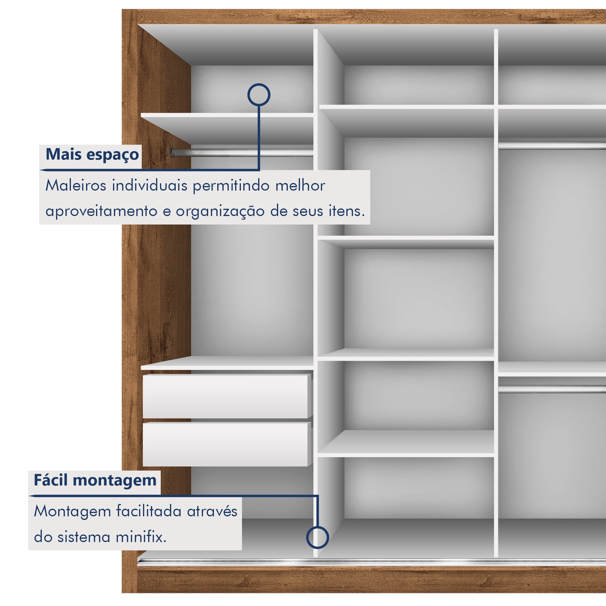 Guarda Roupa Casal Premium Liv 279,3cm 4 Portas 4 Gavetas Espresso Móveis - 5