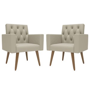 Kit 2 Poltronas Thais Premium: Bege/corino