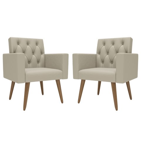 Kit 2 Poltronas Thais Premium: Bege/corino