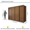 Ver imagem 3 de Guarda Roupa Casal Premium Liv 4 Portas de Correr e 4 Gavetas 279,3cm Yescasa Marrom/Carvalho