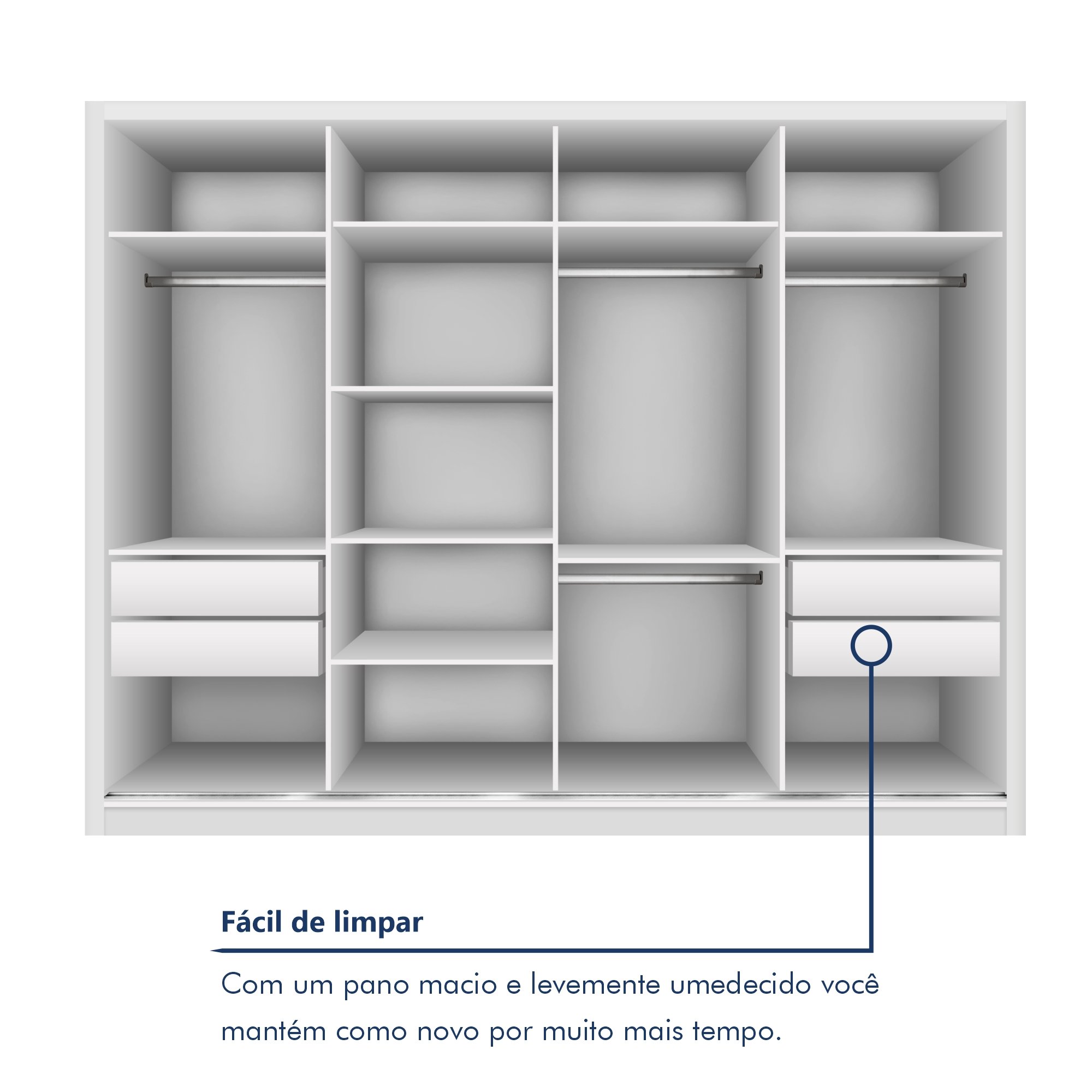 Guarda Roupa Casal Premium Zara 279,3cm com Espelho 4 Portas 4 Gavetas Espresso Móveis     - 7
