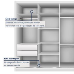 Guarda Roupa Casal Premium Zara 279,3cm com Espelho 4 Portas 4 Gavetas Yescasa - 7 Guarda Roupa Casal Premium Zara 279,3cm com Espelho 4 Portas 4 Gavetas Yescasa - 7