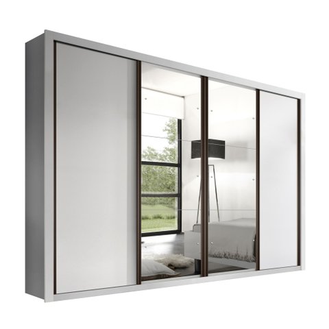 Guarda Roupa Casal Premium Zara 279,3cm com Espelho 4 Portas 4 Gavetas Yescasa