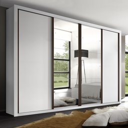 Guarda Roupa Casal Premium Zara 279,3cm com Espelho 4 Portas 4 Gavetas Espresso Móveis     - 1