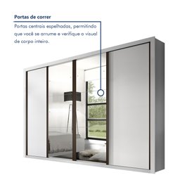 Guarda Roupa Casal Premium Zara 279,3cm com Espelho 4 Portas 4 Gavetas Espresso Móveis     - 3