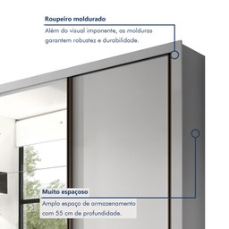 Guarda Roupa Casal Premium Zara 279,3cm com Espelho 4 Portas 4 Gavetas Yescasa - 3 Guarda Roupa Casal Premium Zara 279,3cm com Espelho 4 Portas 4 Gavetas Yescasa - 3