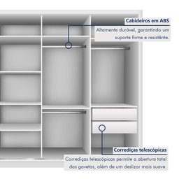 Guarda Roupa Casal Premium Zara 279,3cm com Espelho 4 Portas 4 Gavetas Yescasa - 5 Guarda Roupa Casal Premium Zara 279,3cm com Espelho 4 Portas 4 Gavetas Yescasa - 5
