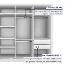 Guarda Roupa Casal Premium Zara 279,3cm com Espelho 4 Portas 4 Gavetas Espresso Móveis     - 4