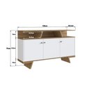 Ver imagem 4 de Aparador Buffet Nobu 3 Portas 3 Nichos Capacidade 35kg 135cm MDP Branco e Mel - Emovell