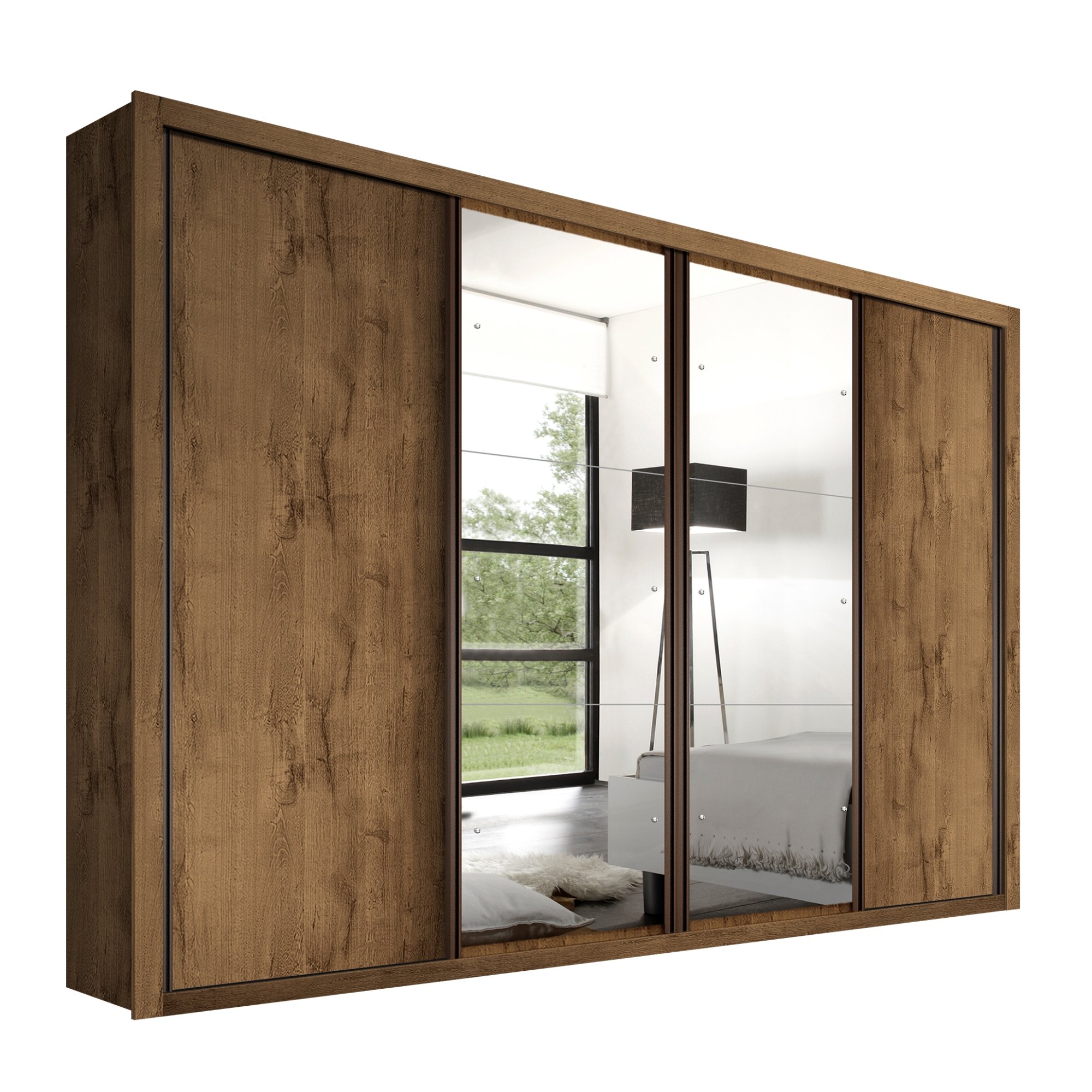 Guarda Roupa Casal Premium Zara 279,3cm com Espelho 4 Portas 4 Gavetas Espresso Móveis     - 12