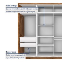 Guarda Roupa Casal Premium Zara 279,3cm com Espelho 4 Portas 4 Gavetas Espresso Móveis     - 5