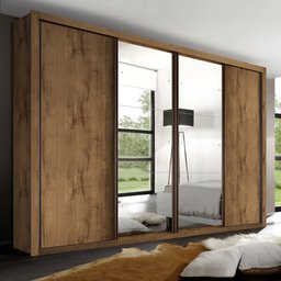 Guarda Roupa Casal Premium Zara 279,3cm com Espelho 4 Portas 4 Gavetas Espresso Móveis     - 1