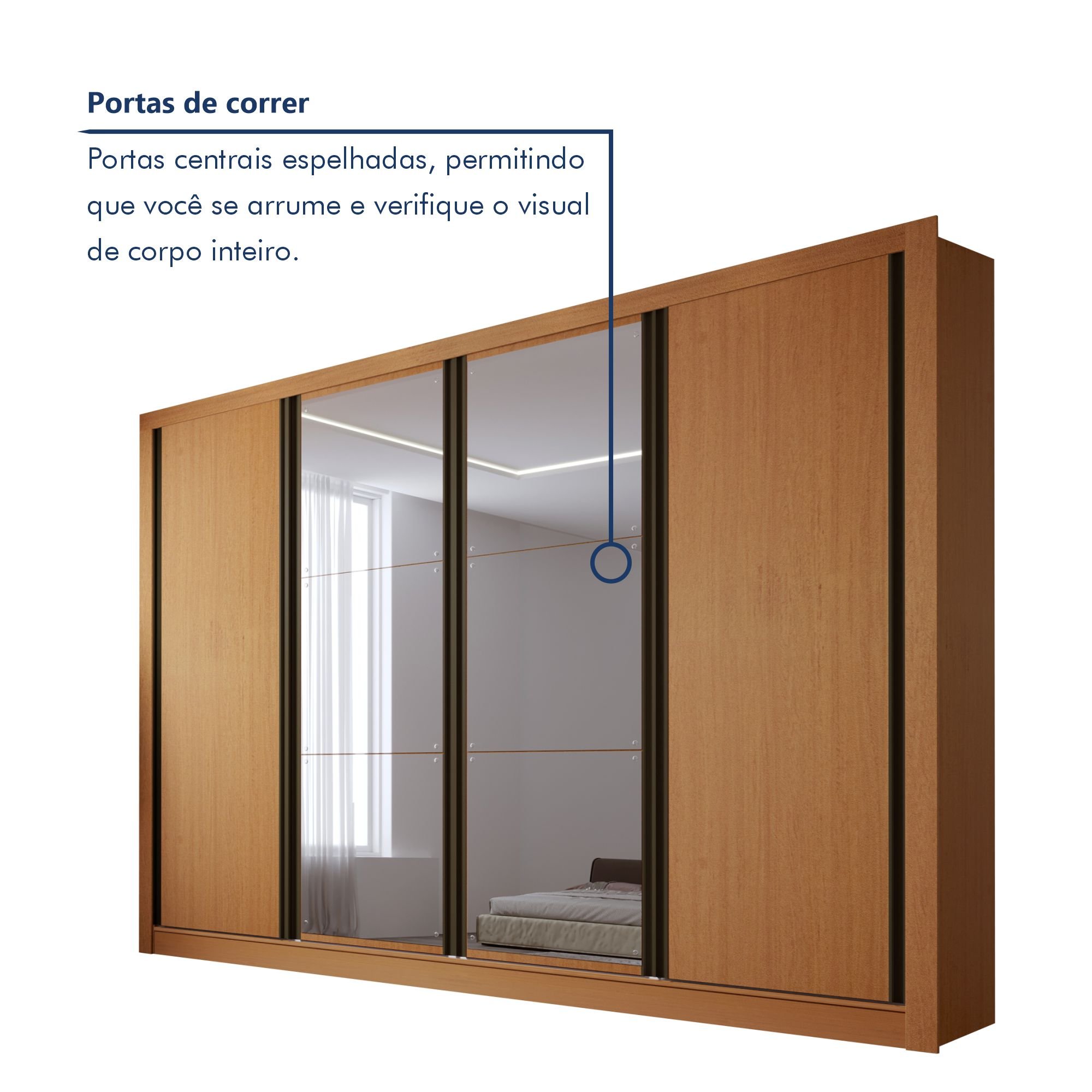 Guarda Roupa Casal Premium Zara 279,3cm com Espelho 4 Portas 4 Gavetas Espresso Móveis     - 3