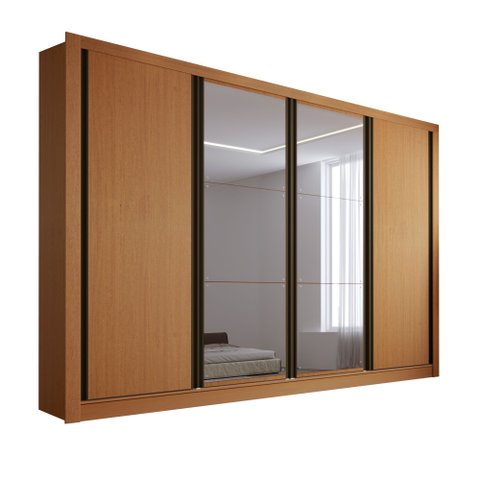 Guarda Roupa Casal Premium Zara 279,3cm com Espelho 4 Portas 4 Gavetas Yescasa