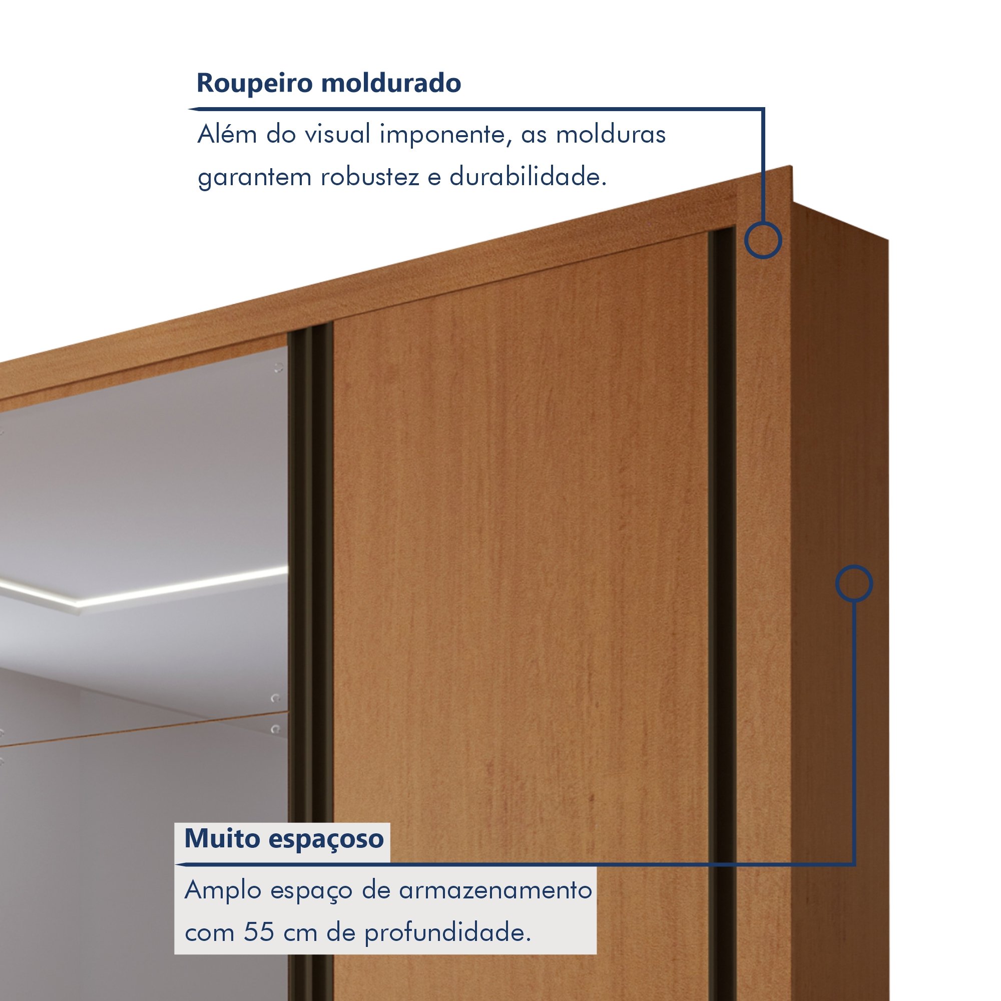 Guarda Roupa Casal Premium Zara 279,3cm com Espelho 4 Portas 4 Gavetas Espresso Móveis     - 2