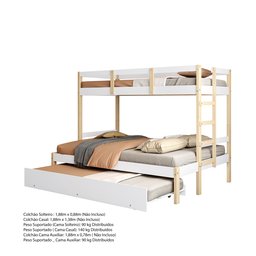 Treliche Juvenil Solteiro e Casal Family Soft Madeira e Mdf casatema - 7