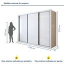 Ver imagem 4 de Guarda Roupa Casal Premium Liv 3 Portas de Correr e 6 Gavetas 242cm Yescasa