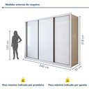 Ver imagem 4 de Guarda Roupa Casal Premium Liv 3 Portas de Correr e 6 Gavetas 242cm Yescasa Branco