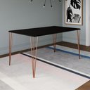 Ver imagem 1 de Mesa de Jantar Elen 140x80cm Tampo Preto com Base Cobre - Cor: Marrom
