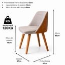 Ver imagem 2 de Kit 2 Cadeiras Jantar Jade Linho Bege Courino Marrom Madeira