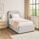 Ver imagem 3 de Cama Solteiro Cabeceira Estofada Quarto Moderno Alto Padrão:linho Cinza