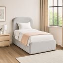 Ver imagem 2 de Cama Solteiro Cabeceira Estofada Quarto Moderno Alto Padrão:linho Cinza