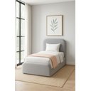 Ver imagem 1 de Cama Solteiro Cabeceira Estofada Quarto Moderno Alto Padrão:linho Cinza