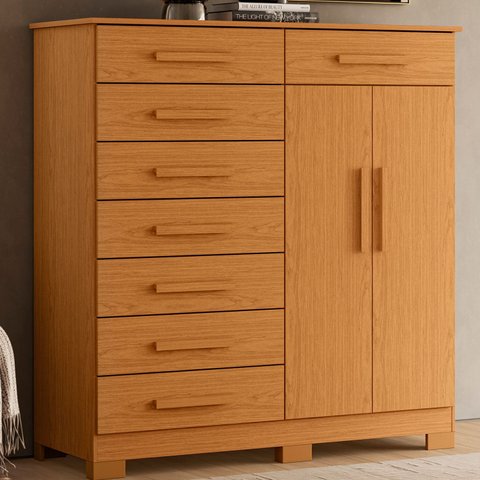 Cômoda para Quarto 8 Gavetas e 2 Portas Verona Marrom/Cinamomo