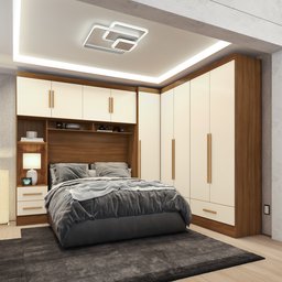 Quarto Modulado Casal Completo 4 Peças 5 Portas 4 Gavetas com Maleiro Smart Plus - 1