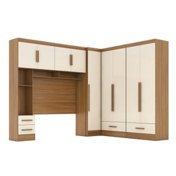 Quarto Modulado Casal Completo 4 Peças 5 Portas 4 Gavetas com Maleiro Smart Plus - 3