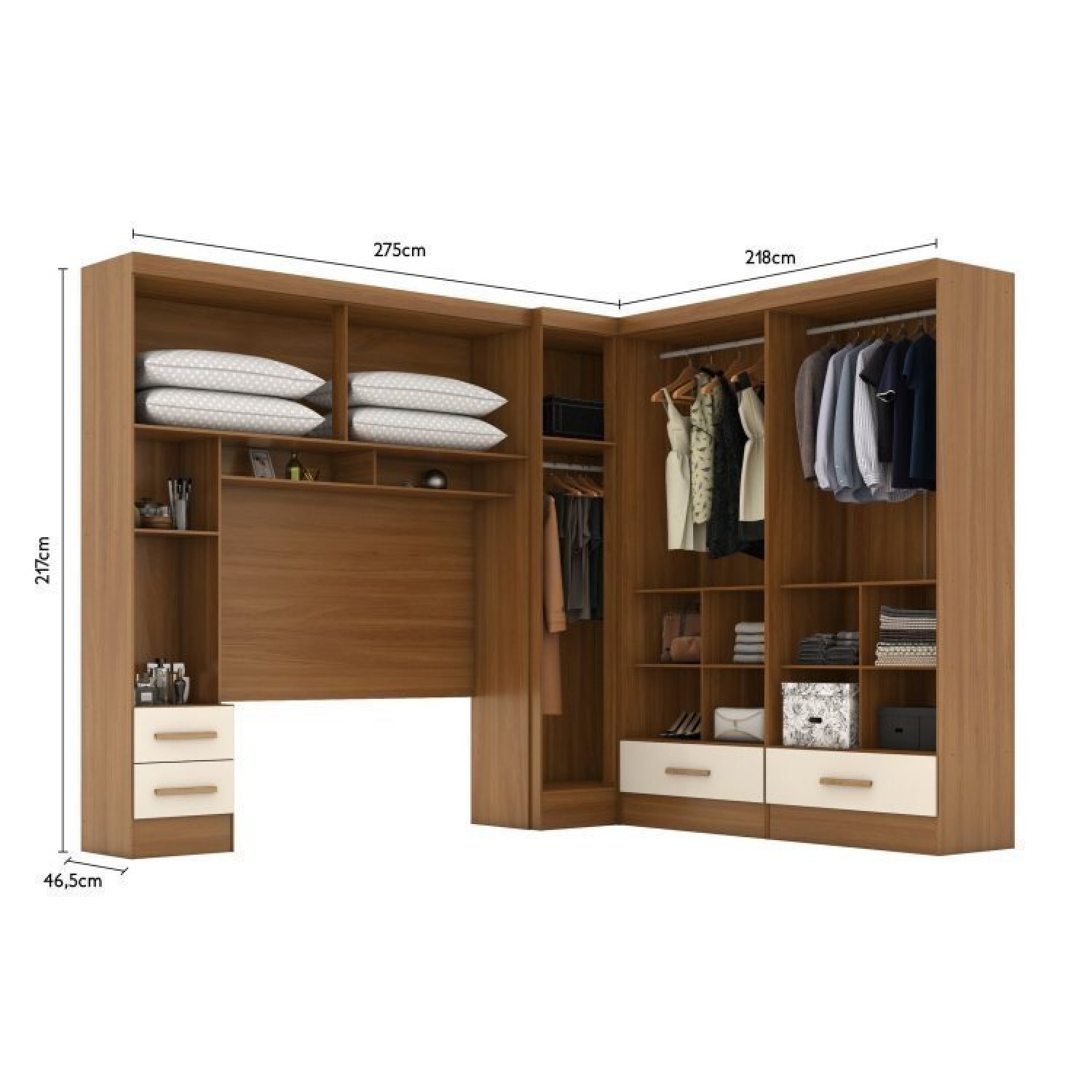 Quarto Modulado Casal Completo 4 Peças 5 Portas 4 Gavetas com Maleiro Smart Plus - 6