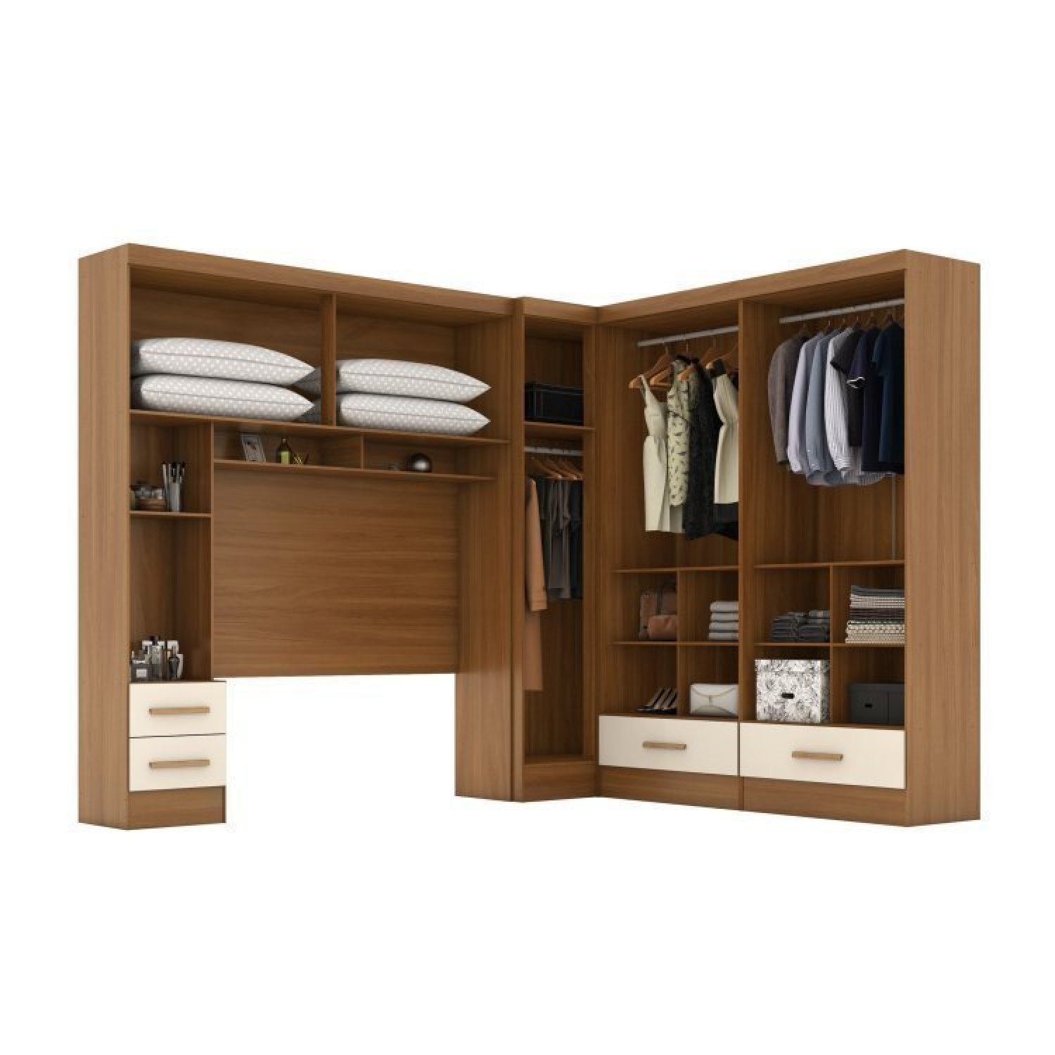 Quarto Modulado Casal Completo 4 Peças 5 Portas 4 Gavetas com Maleiro Smart Plus - 5