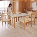 Ver imagem 5 de Conjunto Sala de Jantar Mesa 180x100cm Madeira e MDF com Vidro e 6 Cadeiras Madeira Maciça Londres