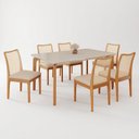 Ver imagem 2 de Conjunto Sala de Jantar Mesa 180x100cm Madeira e MDF com Vidro e 6 Cadeiras Madeira Maciça Londres