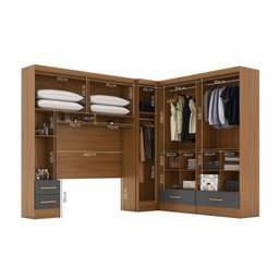 Quarto Modulado Casal Completo 4 Peças 5 Portas 4 Gavetas com Maleiro Smart Plus - 7