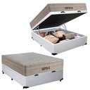 Ver imagem 1 de Cama Box Baú Casal Sintético Cremil + Colchão Molas Ensacadas Airprime 138x188x65cm Cor:branco