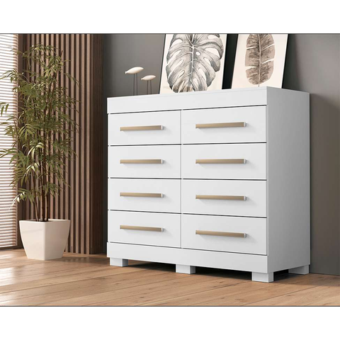 Comoda Nalu 08 Gavetas 100% Mdf - Branco - Acp