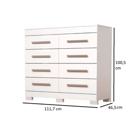 Comoda Nalu 08 Gavetas 100% Mdf - Branco - Acp - 3