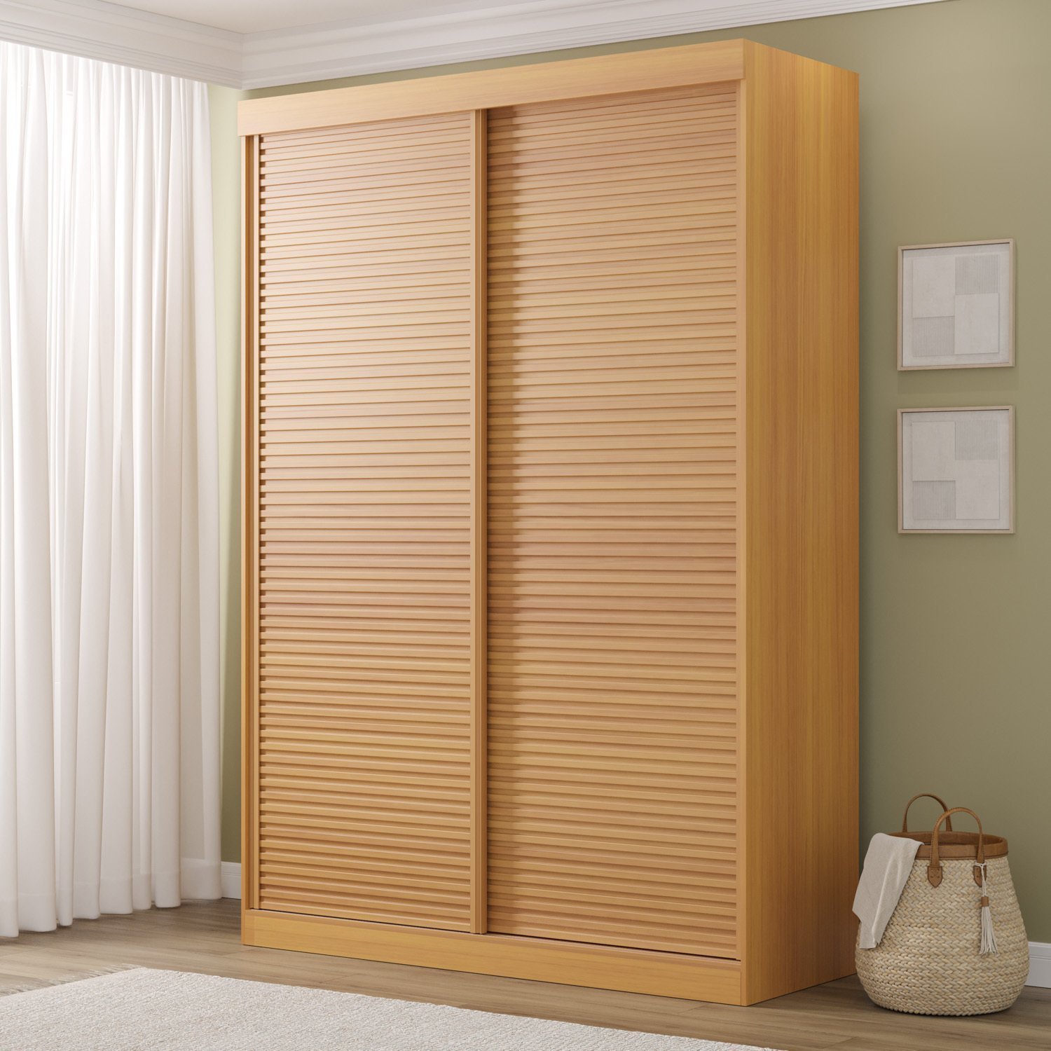 Guarda Roupas Samambaia 2 Portas Ripado Cabecasa Madeiramadeira