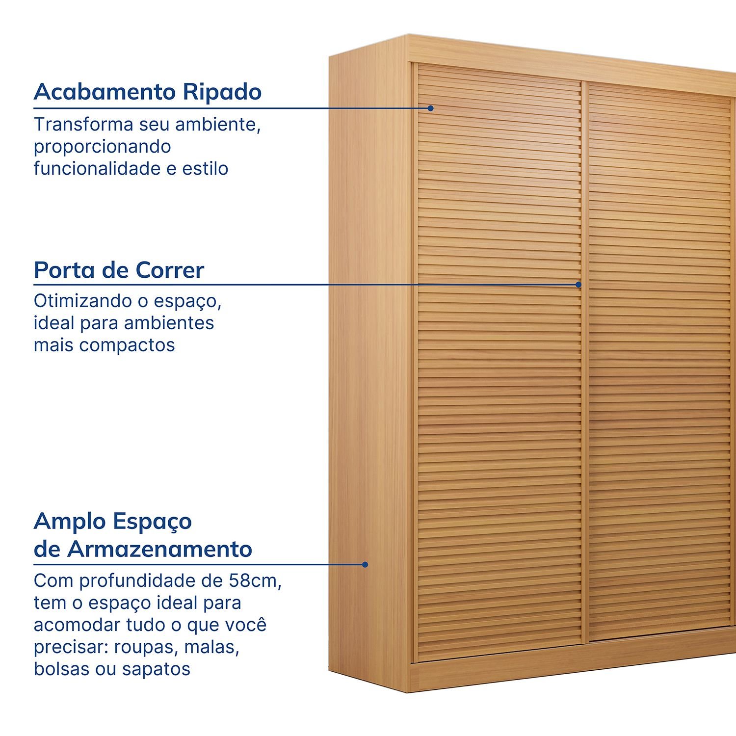 Guarda-Roupa Samambaia 2 Portas Ripado CabeCasa MadeiraOriginals