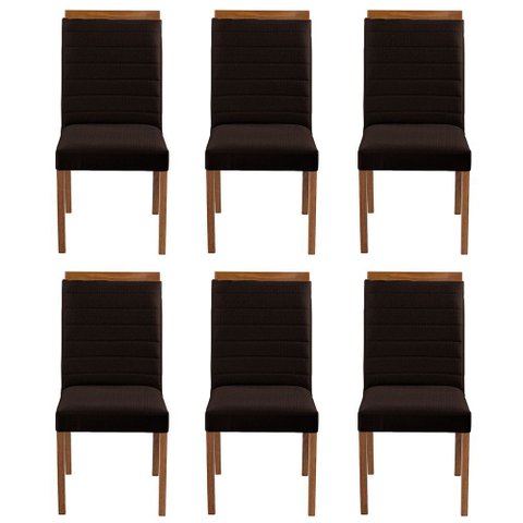 Kit 6 Cadeiras Decorativas Sala de Jantar Luxo Sueli Facto Marrom - Mozzelar