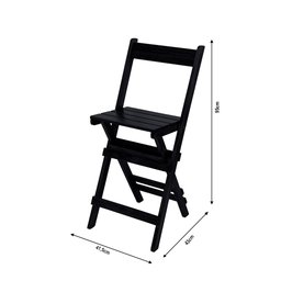 Conjunto de Mesa Bistrô para Bar Dobrável com 4 Cadeiras em Madeira Maciça - Preto - 4