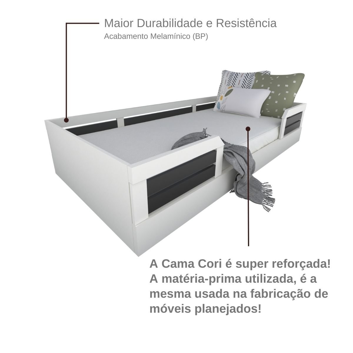 Cama Infantil Montessoriana Solteiro Lua Yescasa - 11