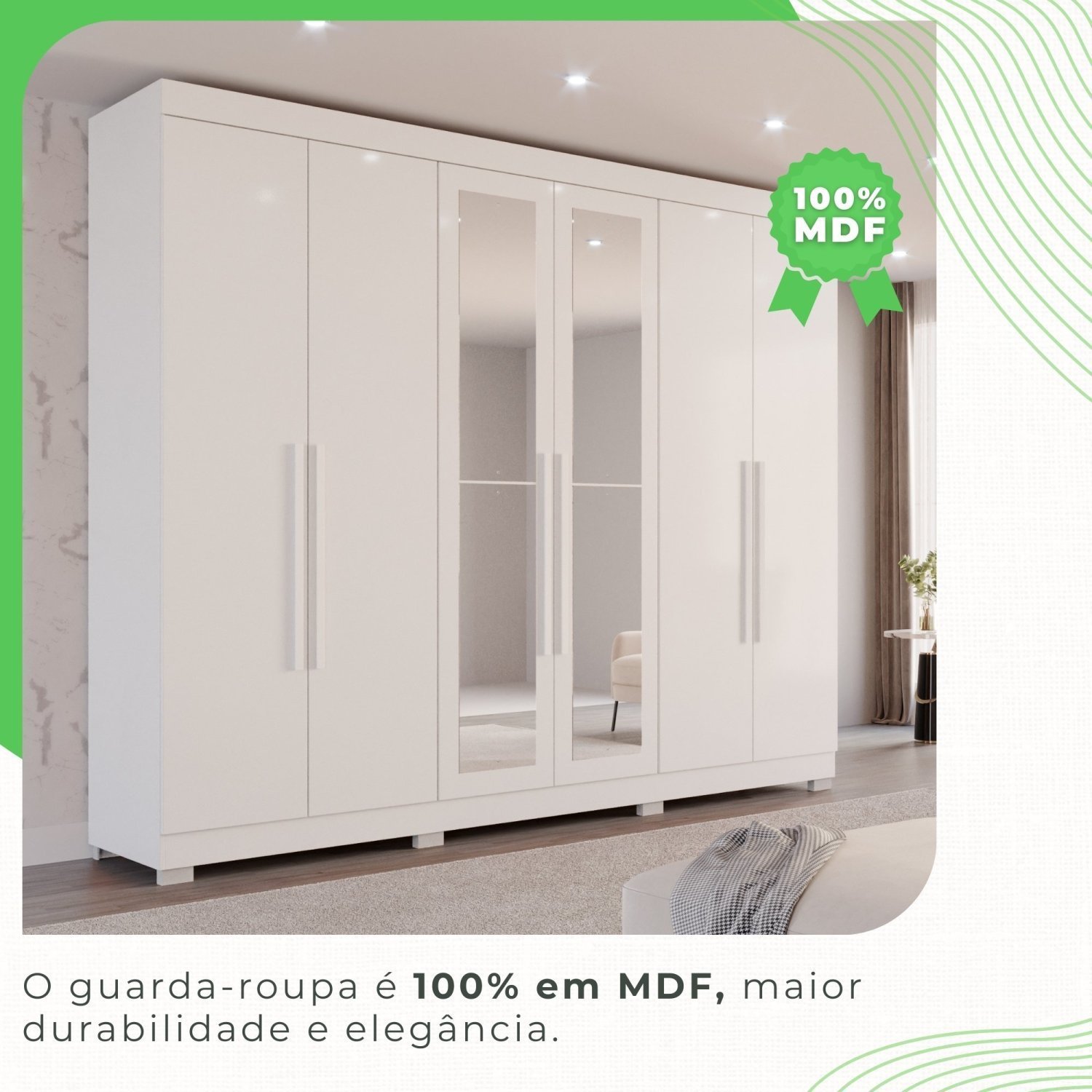 Guarda-roupa Casal com Espelho 6 Portas 6 Gavetas Órion Premium - 8